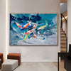 Colorful Palette Thick Acrylic Abstract Artwork Painting Extra Large Oversize Bright Color Modern Wall Art Turquoise Blue