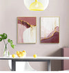 Modern Abstract Golden Pink Canvas Painting - Minimalist Nordic