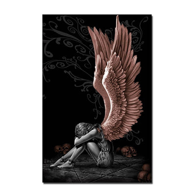Angels And Demons Canvas Painting No Frame Gray Character Poster And Prints Wall Art Picture For Living Room Home Decoration - Minimalist Nordic