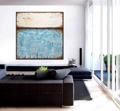 Large Square Abstract Painting Art - Minimalist Nordic