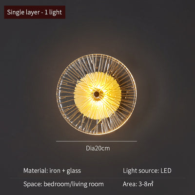 Modern Round Crystal Wall Lamp Glass Combination For Living Room Nordic TV Background LED Lights Bedside Corridor Aisle - Minimalist Nordic