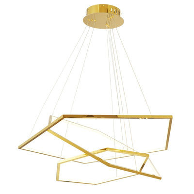 Hexagon Suspension Light Luxury Gold Fitting Modern Design LED Pendant Lamp for living room Villa Minimalist Lighting Decoration - Minimalist Nordic