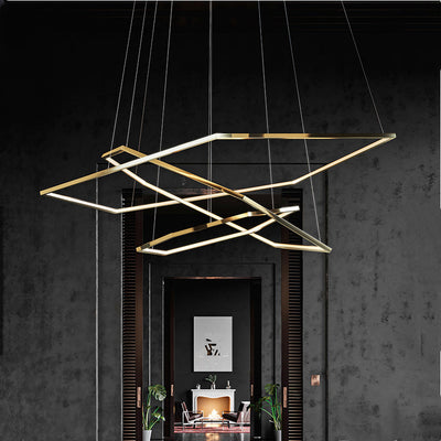 Hexagon Suspension Light Luxury Gold Fitting Modern Design LED Pendant Lamp for living room Villa Minimalist Lighting Decoration - Minimalist Nordic