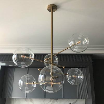modern design glass ball chandelier 6 heads clear glass bubble lamp chandelier for living room kitchen black/gold light fixture - Minimalist Nordic