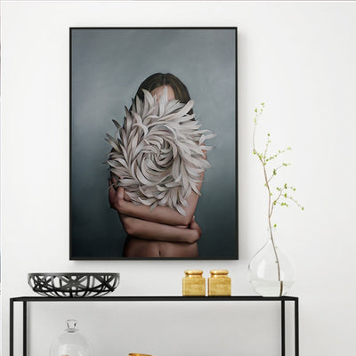 Abstract Flowers Avatar Girl Canvas - Minimalist Nordic