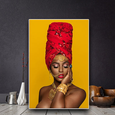 African Art Woman Oil Painting Prints on Canvas - Minimalist Nordic