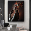 African Nude Woman Indian Headband Portrait Canvas - Minimalist Nordic