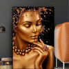 Black and Gold Woman Oil Painting on Black Canvas Wall Art - Minimalist Nordic