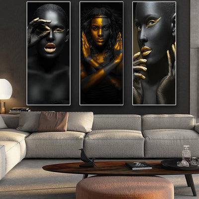 African American Canvas Prints 3 Panels For Wall Decor - Minimalist Nordic