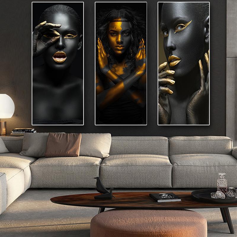  Sexy Woman Wall Art African American Canvas Paintings