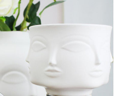 Ceramic Face Multi-sided Flower Pot Vase - Minimalist Nordic