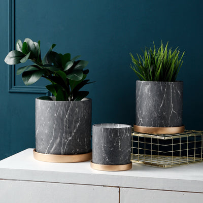 Plant Pots With Black Marble Pattern | Flower Pots - Minimalist Nordic