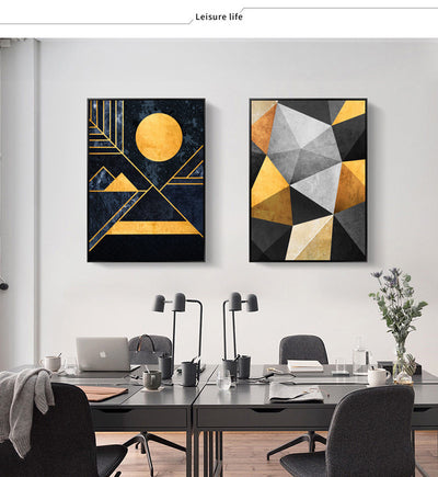 Nordic Abstract Geometry Canvas Painting Wall Art - Minimalist Nordic