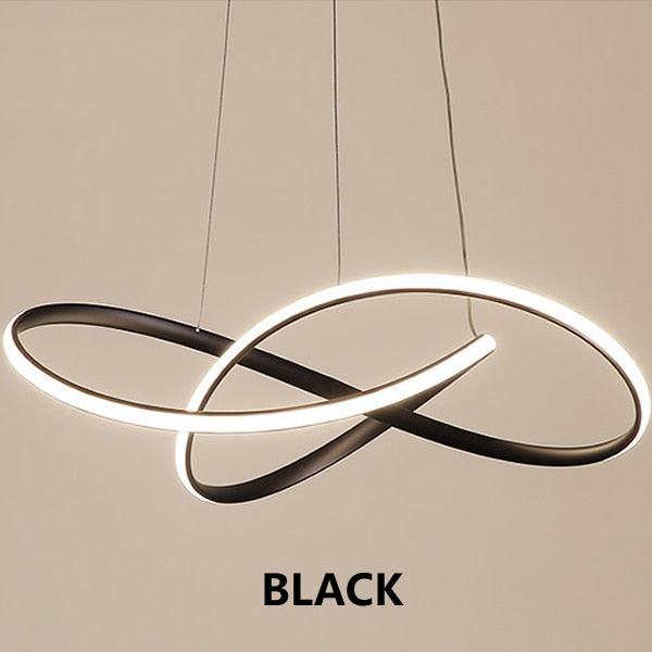 Hanging Chandelier Ceiling Light LED Twisted, Minimalist - Shade  Dia46cm*H18cm / Dia18.11x H7.09 / Black