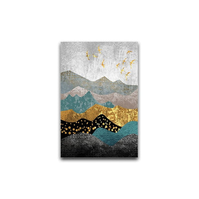 Alpine Sunset Landscape Canvas Art Poster - Minimalist Nordic