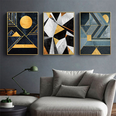 Nordic Abstract Geometry Canvas Painting Wall Art - Minimalist Nordic