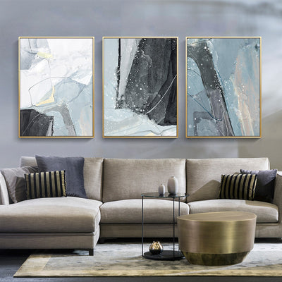 Morden Abstract Light Blue Marble Canvas Prints For Home Decor - Minimalist Nordic