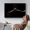 Black Sexy Body Nude Women Wine Oil Painting on Canvas - Minimalist Nordic