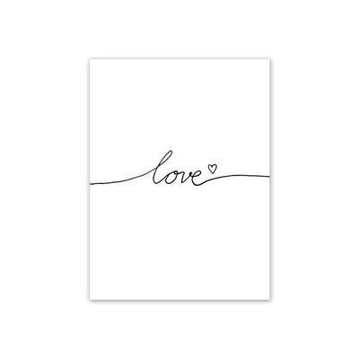 Black & White Love Poster Canvas Painting Wall Art - Minimalist Nordic