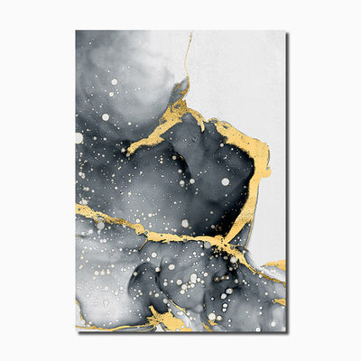 Abstract Modern Grey and Gold Marble Canvas Wall Art Prints For Wall Decor - Minimalist Nordic