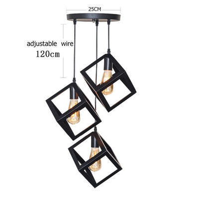 Modern Nordic Pendant Lights Black Iron Retro Loft Cage Pyramid Pendant Lamp American Industrial Metal Hanging Lamps - Minimalist Nordic