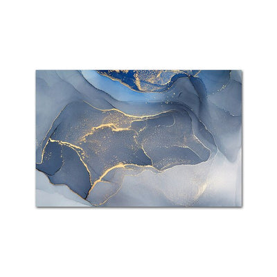 Blue Gold Marble Abstract Poster Wall Art Print - Minimalist Nordic