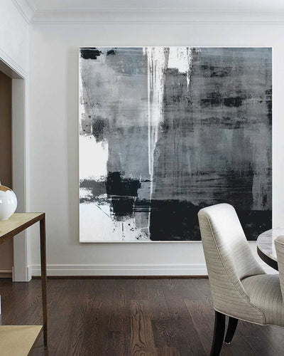 Oversized Minimalist Canvas Black White Painting - Minimalist Nordic