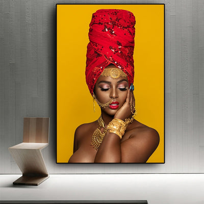 African Art Woman Oil Painting Prints on Canvas - Minimalist Nordic