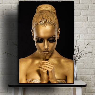 Black Gold Nude African Art - Minimalist Nordic