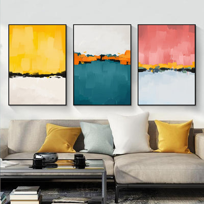 Abstract Multi Colors Canvas Print Paintings - Minimalist Nordic