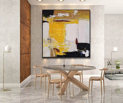 Handmade Yellow Art Modern Painting Art - Minimalist Nordic