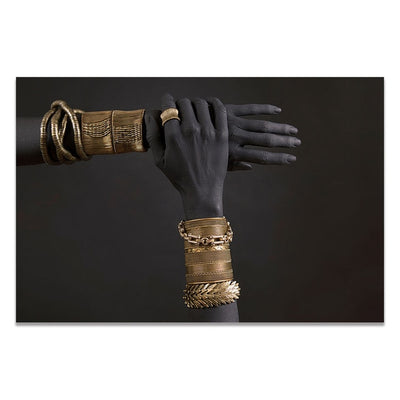 Gold Hand Bracelet Oil Painting on Canvas - Minimalist Nordic