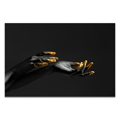 Gold Hand Bracelet Oil Painting on Canvas - Minimalist Nordic
