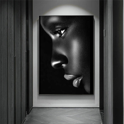 Black Profile Lip Woman Oil Painting Canvas - Minimalist Nordic