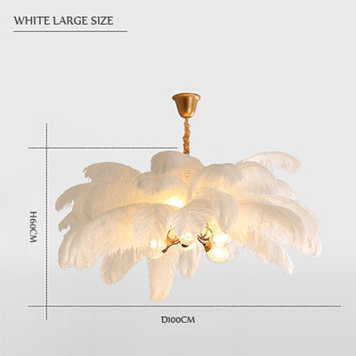Hot Selling Modern Style G9 All Copper Ostrich Feather Hanging Light Fashionable Feather LED Lamp Bedroom Decoration Chandelier - Minimalist Nordic