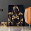 African Art Black Gold Nude Canvas - Minimalist Nordic