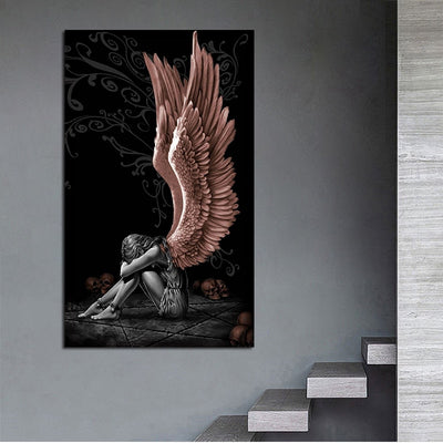 Angels And Demons Canvas Painting No Frame Gray Character Poster And Prints Wall Art Picture For Living Room Home Decoration - Minimalist Nordic