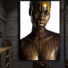 Nude African Black and Gold Woman Oil Painting on Canvas - Minimalist Nordic
