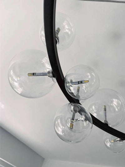 Glass Bubble Golden Black Round Lighting - Minimalist Nordic