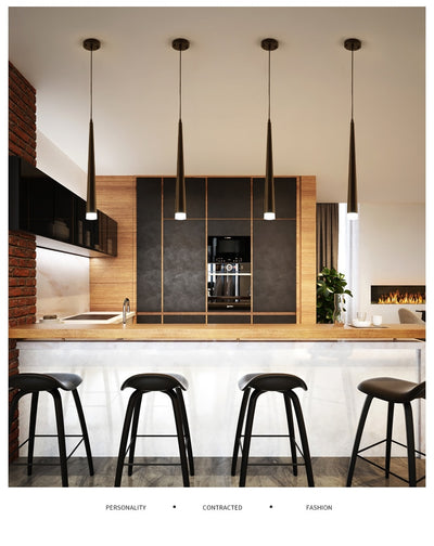 Staircase Rotating Chandelier Tapered Tube Black LED Kitchen Island Hanging Lamp Dining Room Coffee Shop Decoration Modern Light - Minimalist Nordic