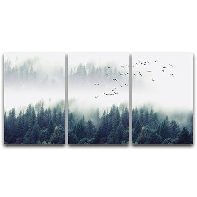 Alternative Foggy Forest Canvas Wall Art - Minimalist Nordic