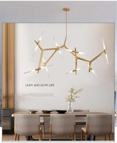 Nordic Herringbone LED Metal Chandelier Lamp Black Golden G4 Ceiling Pendant Light for Dining Room Living room Bedroom - Minimalist Nordic