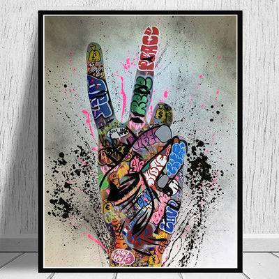 MUTU Graffiti Victory Picture Wall Art Poster And Print Cartoon Canvas Painting For Living Room Home Decoration No Frame - Minimalist Nordic