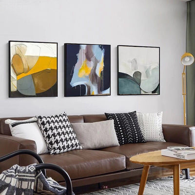 Nordic Triple hand-painted Abstract Oil Painting For Living Room Decorative Painting Home Decoration Paintings Wall Art - Minimalist Nordic