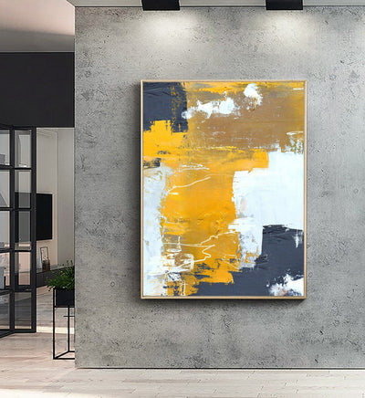 Orange Yellow Abstract Painting,Abstract Painting Canvas,Browm Abstract Painting,White Abstract Painting,Modern Living Room Art - Minimalist Nordic