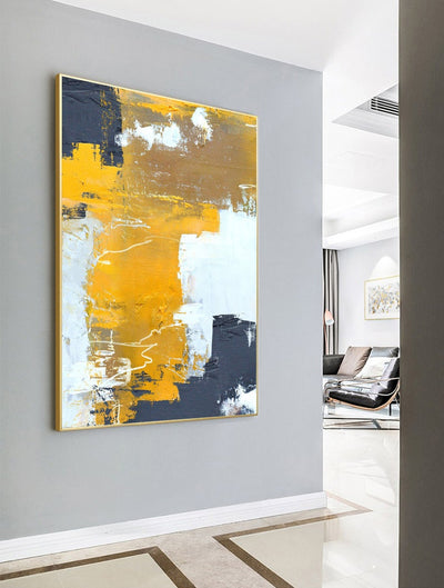 Orange Yellow Abstract Painting,Abstract Painting Canvas,Browm Abstract Painting,White Abstract Painting,Modern Living Room Art - Minimalist Nordic