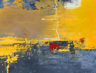 Abstract Yellow Blue Abstract Painting - Minimalist Nordic