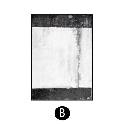 Black And White Gray Triple Living Room Sofa Backdrop Oil Painting - Minimalist Nordic
