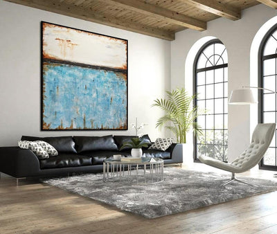 Large Square Abstract Painting Art - Minimalist Nordic