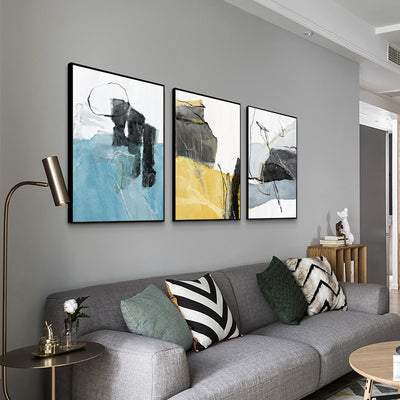 Hand-painted Black And White Wall Picture - Minimalist Nordic